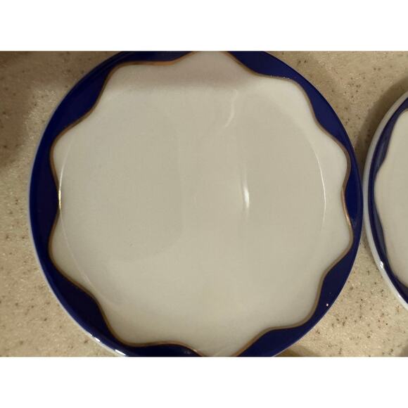 Pottery Barn Hanukkah Tidbit Plates Set of 4 Blue White Silver 4" - Picture 2 of 4